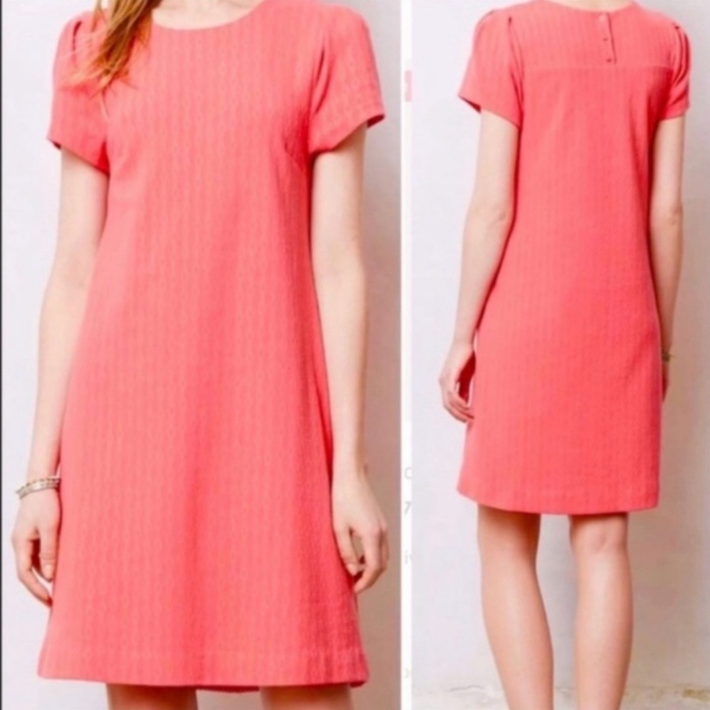 ANTHROPOLOGIE Mauve diamond print shift dress med